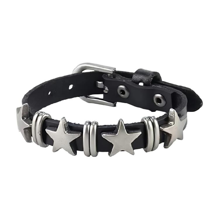 Pack of 4 Elastic Leather Armbands Punk Rock Style Adjustable Wristband for Various Wrist Sizes Nightclubs Cosplay