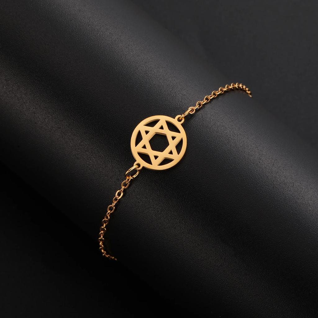 LIKGREAT Stainless Steel Star of David Symbol Bracelet for Men Women Charm Double Bracelets Jewelry Valentine's Day Gift 2025