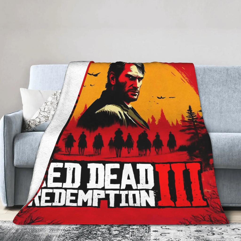 RDR Video Game Inspired Soft Warm Blanket for Bedding Throws Home Decor Perfect for Autumn Kids and Fashionable Bedspread Use