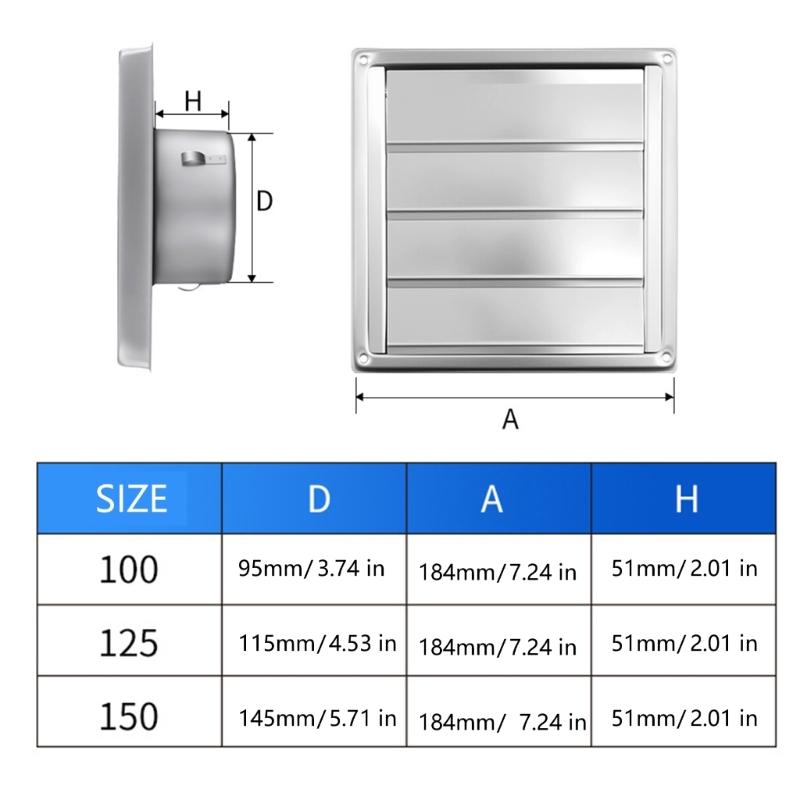 Stainless Steel Air Vent Duct Grill Air Outlet Square Vent Extractors Ventilation Cover Vent Exhaust Hood Outlet