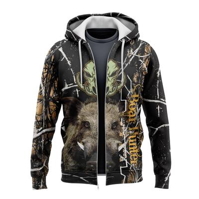 Neue Outdoor Wildschwein Hunter Tier Jagd Camo Tattoo 3D Druck Männer Hoody Mantel Neue Mode Streetwear Zip Sweatshirts Casual Jacke