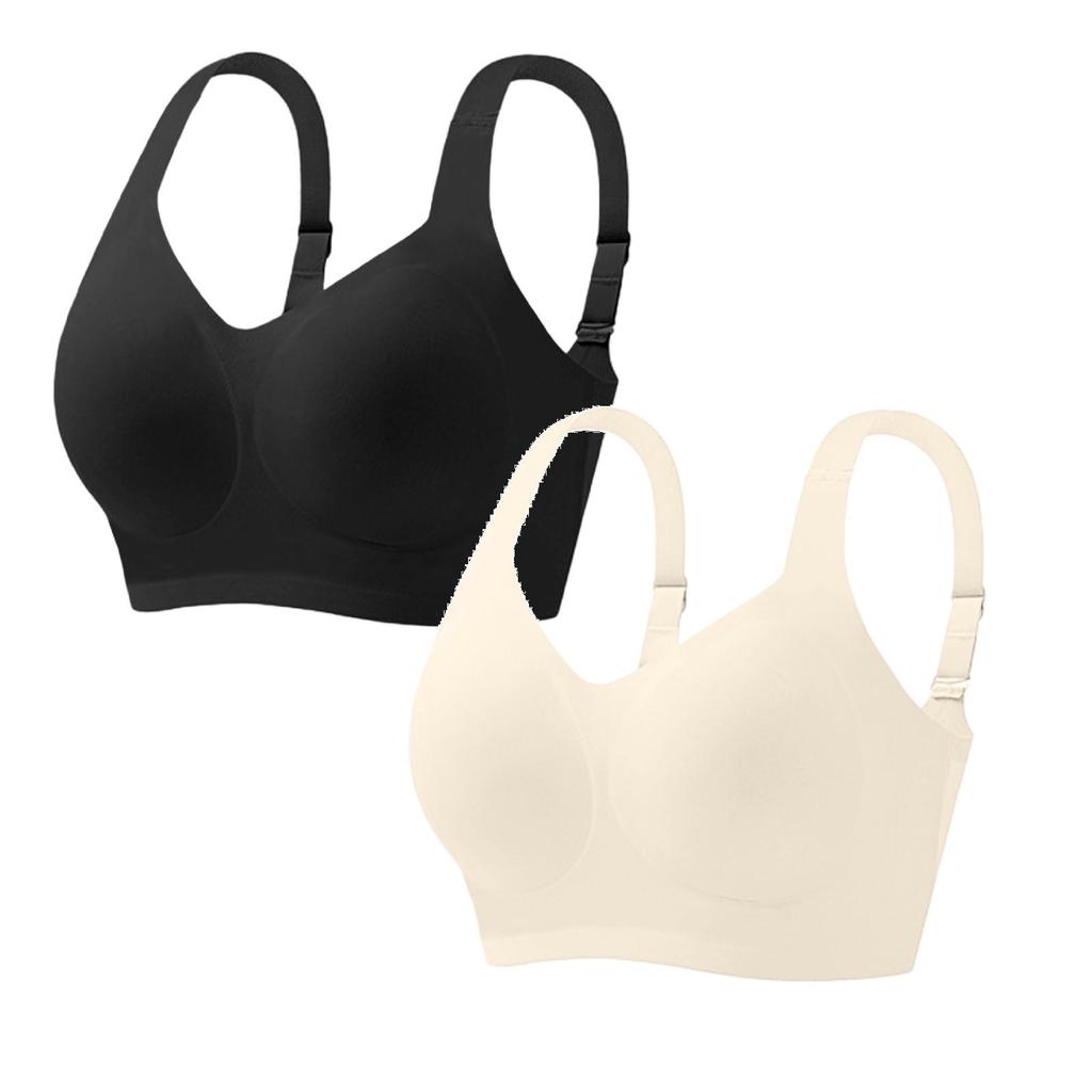 Jelly Bras For Women Soft Wireless Push Up Bra Full Supportive Older Lift Back Coverage Two Piece Set