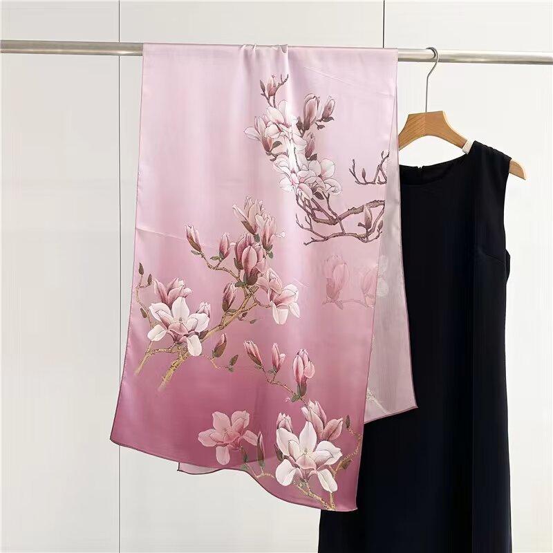 100% Natural Silk Scarf Square Female Fashion Beach Pashmina Bufanda Folral Women Shawl Wraps Bandana Scarves Foulard Echarpe