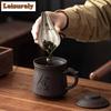 Purple Clay Filter Tea Separator Cup Retro Tea Mug With Infuser Handgrip Cups Household Tea Soaking Office Water Cup Craft Gifts