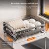 304 Stainless Steel Kitchen Countertop Dish Rack, Multifunctional Draining Organizer for Bowls,
