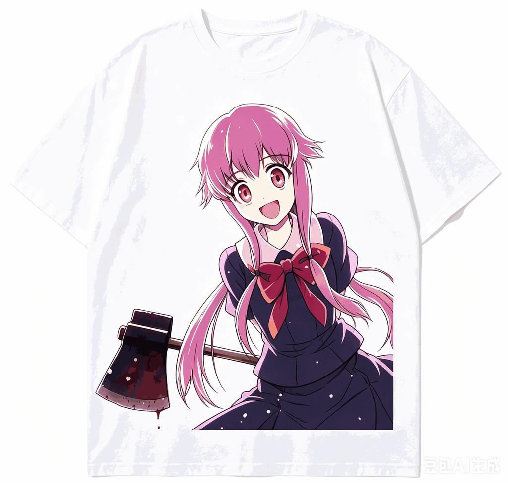 Mirai Nikki Cotton T-shirt New Model shirt personality Short Retro Clothes Year round clothing