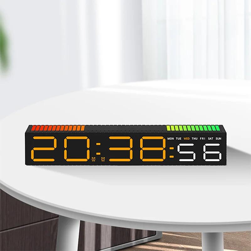 Ritim Işıklı Çubuklu LED Alarm Saati Renkli Masa Saati 3 Seviye Parlaklık Ayarlanabilir RGB Renkli Elektronik Saat