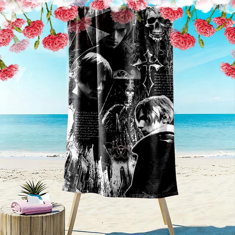 Leon Kennedy Print Beach Towel, Large Soft Quick Dry Towel for Beach Camping Swimming