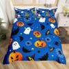 Cute Ghost Duvet Cover Halloween Theme Yellow Bedding Set Pumpkin Lantern Floral Ghosts Comforter Cover Polyester Quilt Cover