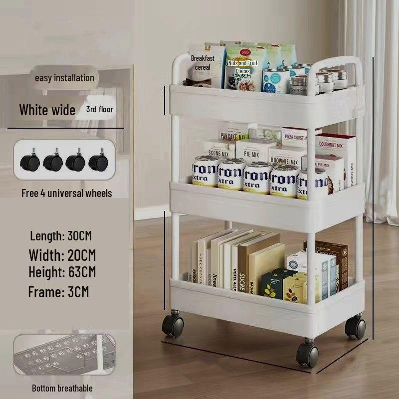 Multi-Layer Mobile Storage Rack for Bathroom, Kitchen, or Bedroom - Floor-Standing Trolley Shelf