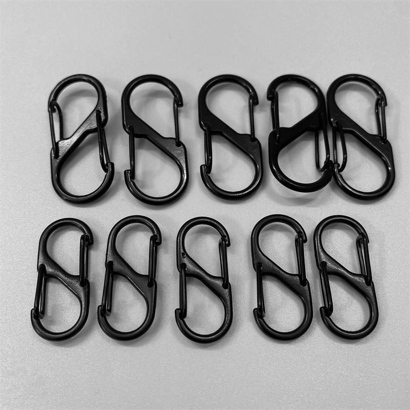 Black 8-Shaped S-Double Metal Keychain Zinc Alloy Carabiner