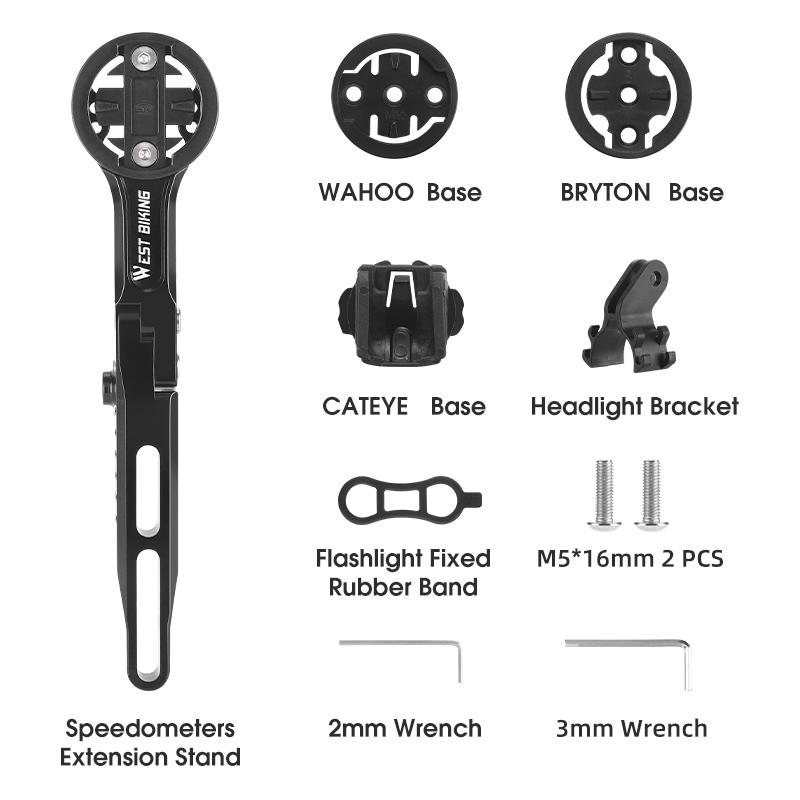 

WEST BIKING Интегрированный руль Поддержка Garmin Спидометр Крепление для Gopro и фонаря Адаптер для аэробара для шоссейного велосипеда Для Wahoo XOSS Bryton чёрный