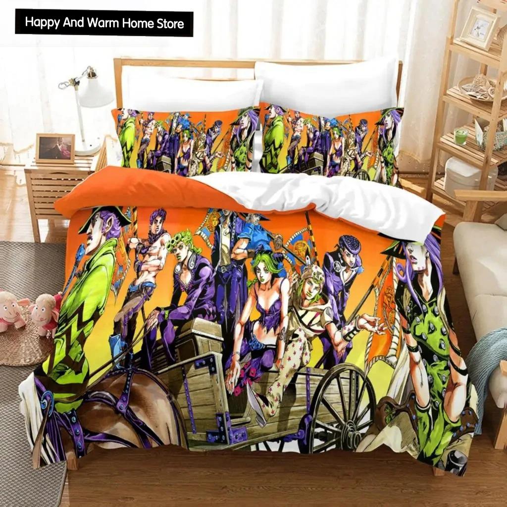 3D Druck Anime JoJo Bizarre Adventure Jotaro Kujo Bettwäsche Set Jungen Mädchen Twin Queen Size Bettbezug Kissenbezug Bett Jungen Erwachsener