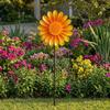 Outdoor Garden Windmill Butterfly Flower Windmill Sunflower Wind Spinner Garden Decor 360 Degree Rotating Metal Flower for Patio