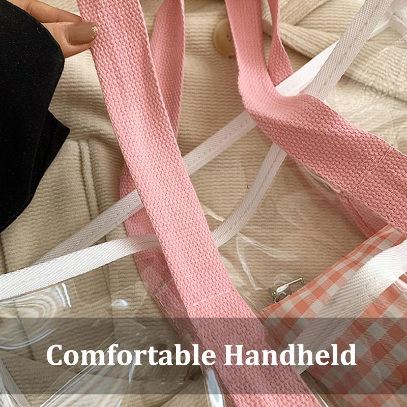 Pvc Transparent Handbag Tote Bag Women Summer Beach Clear Tote Bag Travel Storage Bags Portable Waterproof Carry Bag