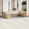 Vidaxl 10-Cz. Garden Furniture Set With Cushions, Beige, Poly Rattan