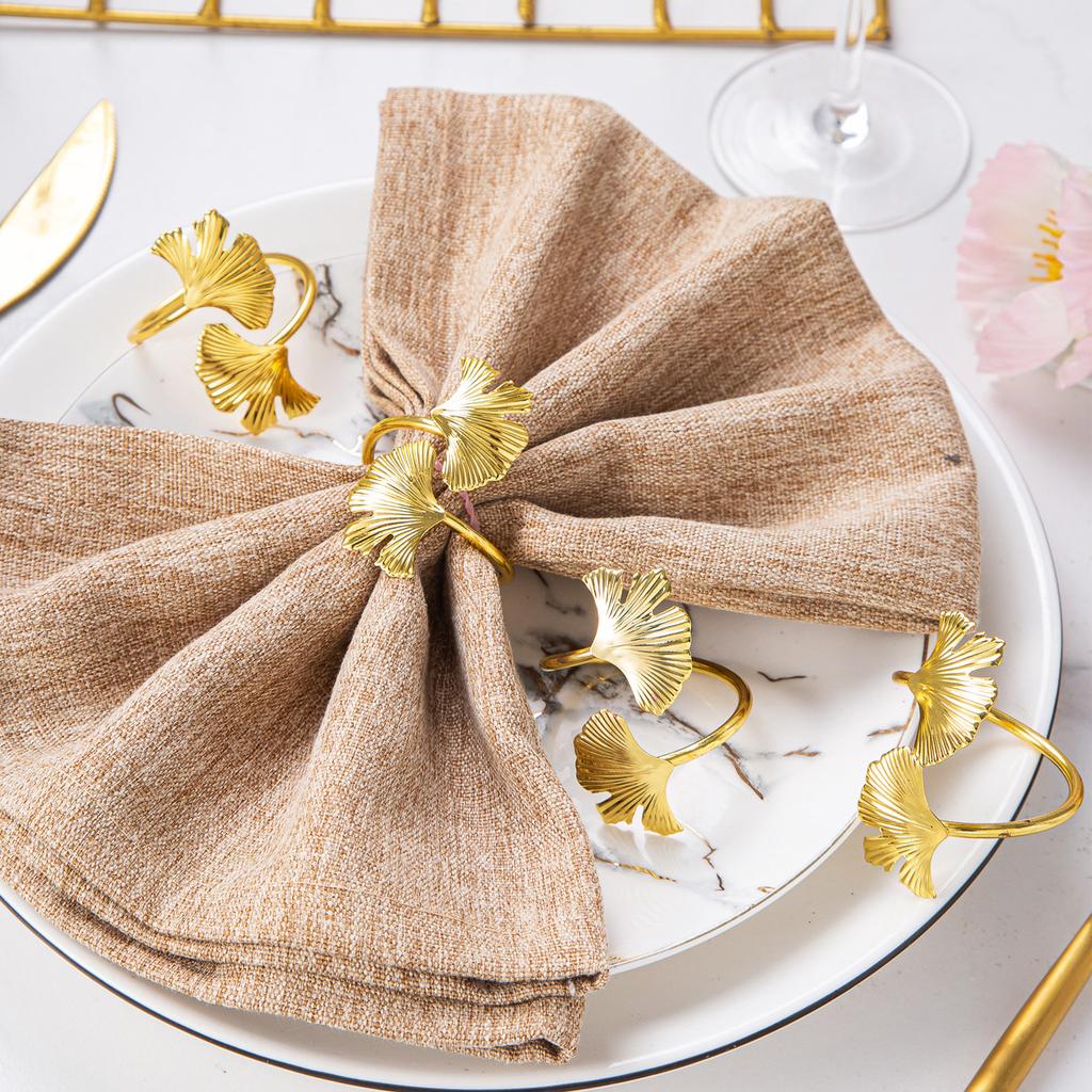 Metal, Double Ginkgo Leaves, Napkin Ring, Minimalist, Leaf Napkin Ring, Wedding Hotel, Table Setting, Wedding Party Decoration