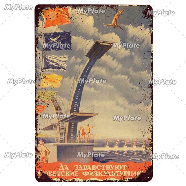 Russian Metal Sign Plaque Tin Sign Plate Wall Decor For Bar Club Man Cave Aviation Poster Classical Stalin Leader Poster