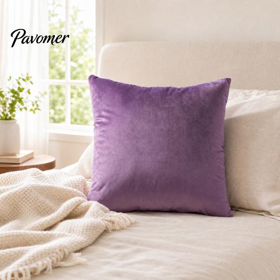 High-density Velvet Pillow Cover Solid Color Cover, Soft Plush Throw Case, 17.7x17.7 Inch Pillowcase Smooth Cushion for Sofa, Bed, Office, Cozy