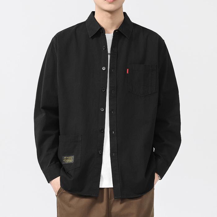 New Spring Solid Color Shirt Wears Men's Fashionable Casual Cotton Shirt