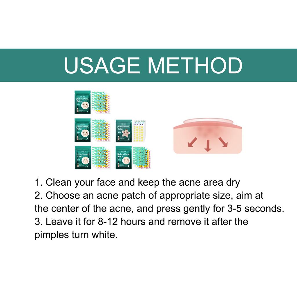 EELHOE 114 Patches Waterproof Acne Pimple Patch Stickers Acne Treatment Pimple Remover Tool Invisible Breathable Acne Patch Skin Care
