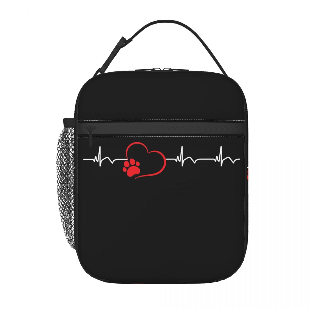 

Dog Paw And Heart ECG Heartbeat Insulated Lunch Bag for Women Kids Leakproof Food Boxes Thermal Lunch Box Tote One Size