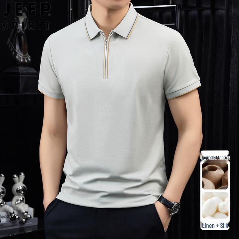 

JEEP SPIRIT Men s Summer Half-Zip Polo Shirt M