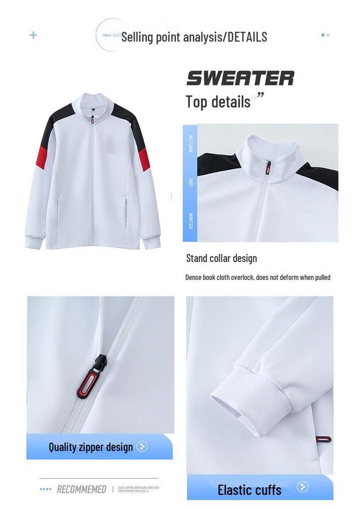 Unisex Autumn Academy Style Stand-up Collar Sportswear for Middle School