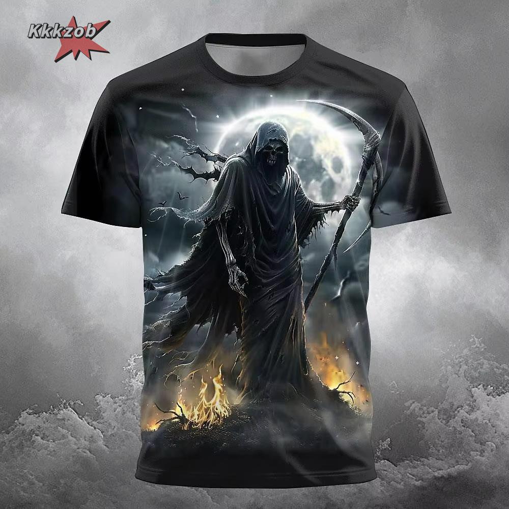 Skull Beer 3D Printed Gothic Horror Skull Men's Printed T-Shirt Party Street Casual T-Shirt Short Sleeve Round Neck Shirt Tops