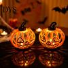 Halloween Pumpkin Lights Lantern, LED Light Up Hollow Ornament, Battery Operated Atmosphere Lighting Statue with Warm for Indoor Outdoor Party