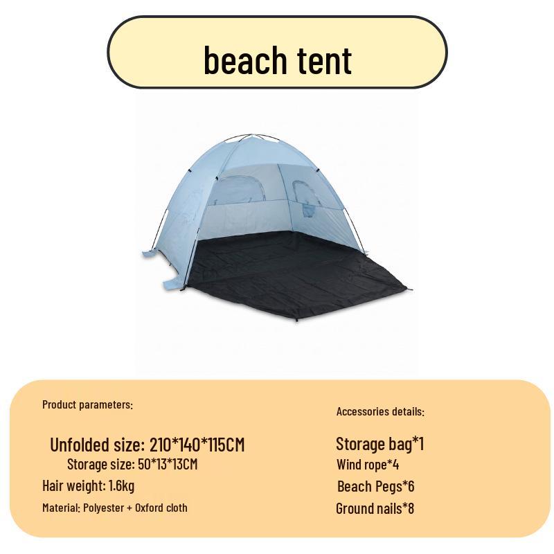 Beach Park Ultra-Light Sunshade Tent for 2-4 People, Easy Assembly, Breathable, 1.6kg