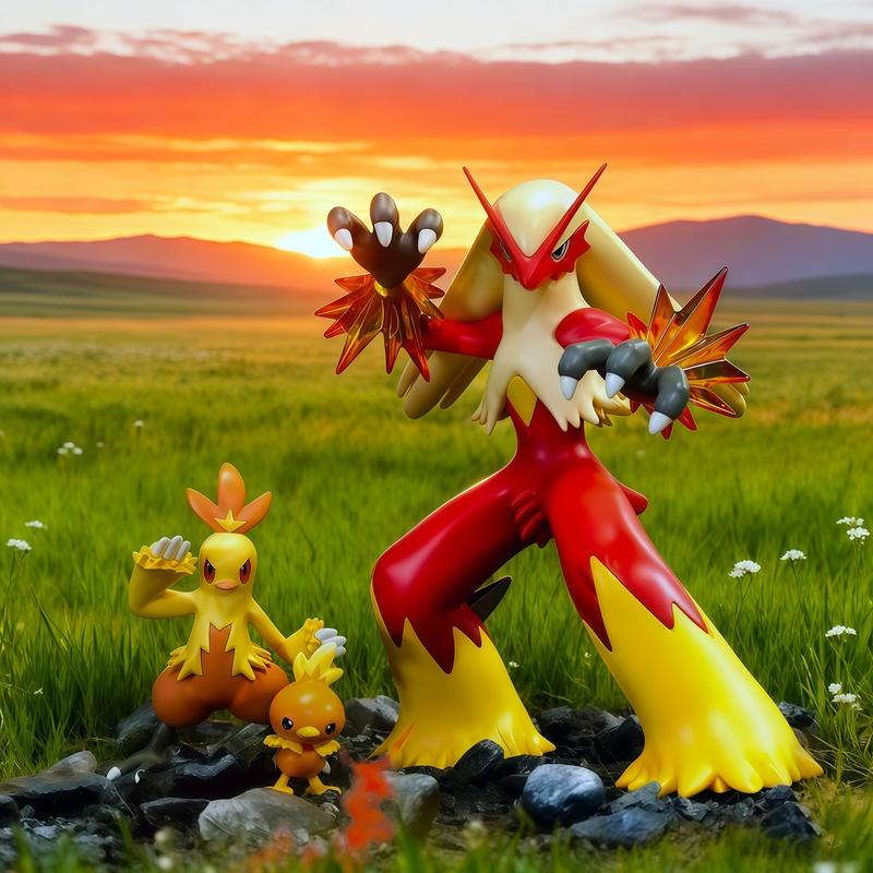 Pokemon Anime Figurky na hraní Gk Blaziken Evoluční skupina Combusken Torchic Roztomilý a okouzlující Modelová sbírka Panenka z PVC Dětská hračka Dárek