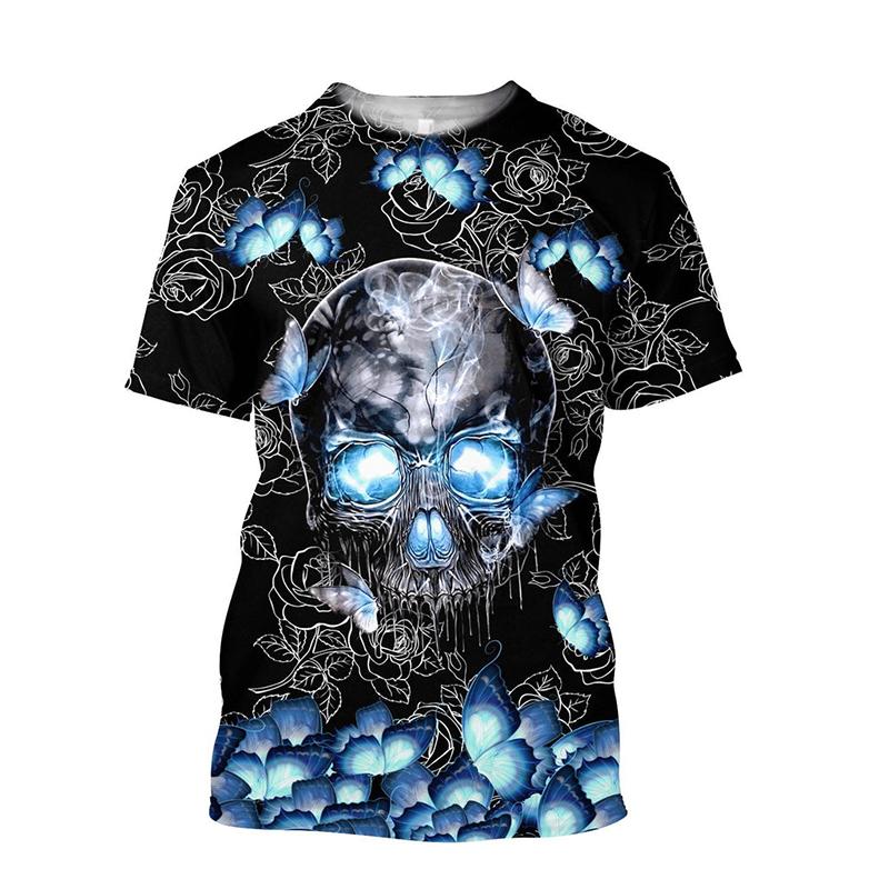 Skull Graphic Men's T-Shirt For Men Summer Short Sleeve 3D Printed Top Horror Fashion Casual Oversized Tee Shirts Hip Hop Unisex