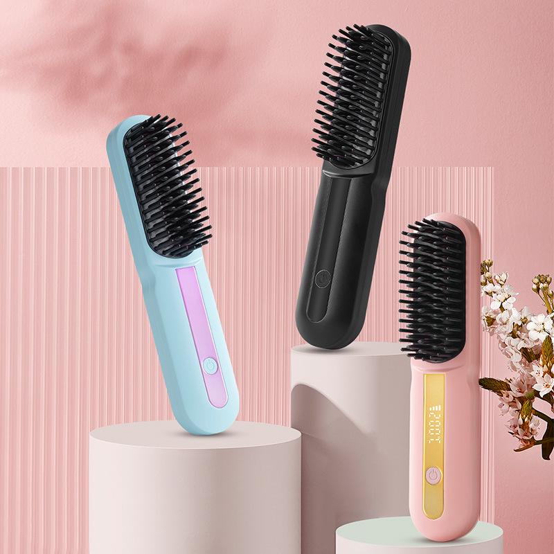 Wireless Dual-Purpose Hair Straightener & Curler - Portable, Low-Power, Perfect for Students.