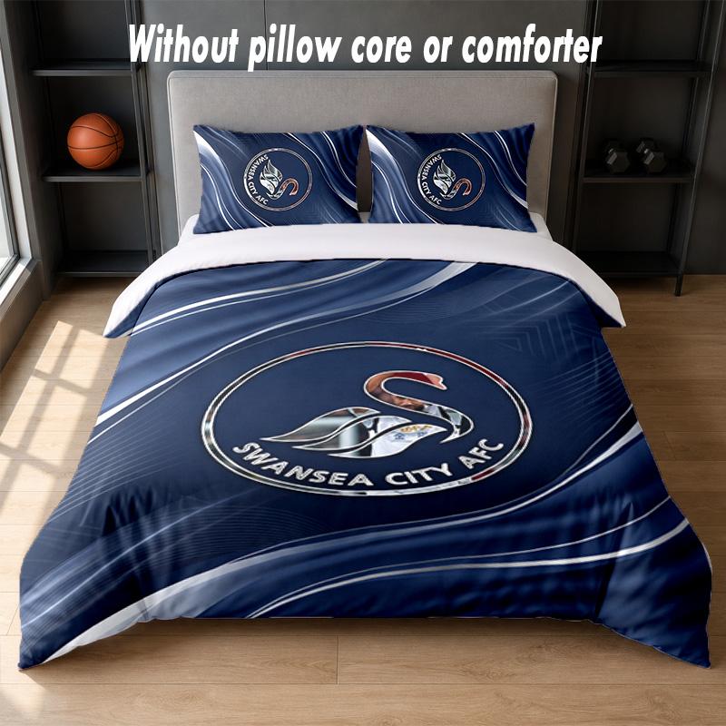 Set Biancheria da Letto Swansea City Design 1 Copripiumino + 2 Federe Morbido Traspirante Biancheria da Letto per la Casa