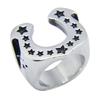 316L Stainless Steel Jewelry  Men Boys Stars Horseshoe Shape Punk Ring