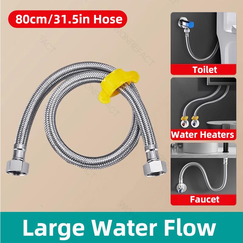 Toilet Water Heater Inlet Hose Thickened Explosion Proof Braided Hose Universal G1/2 High Flow Rate 304 Stainless Steel