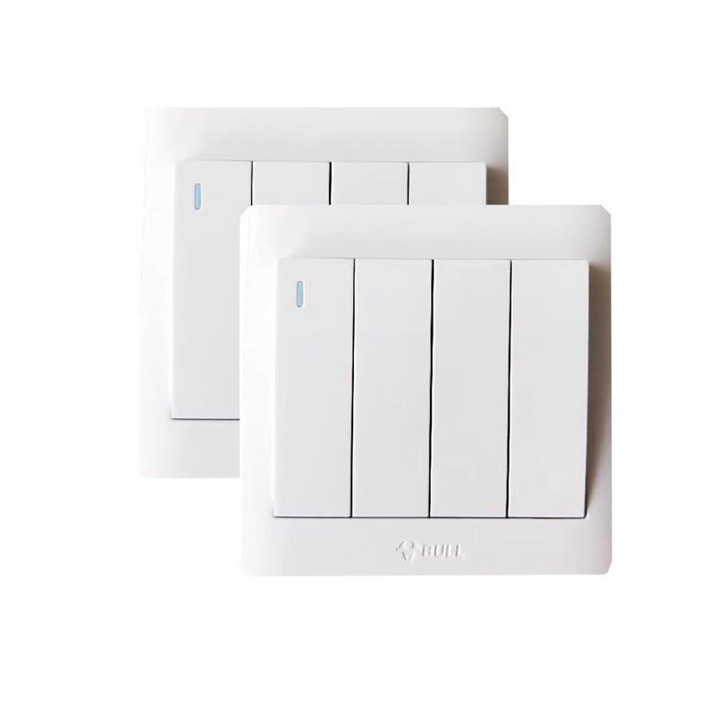BULL G32 Series 4-Gang Single Pole Fluorescent Wall Switch Panel