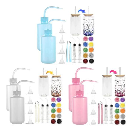 Snow Sphere Tumbler Supplies DIY Accessories Kit Snow Tumbler Starter Kit with Bottles of Glitter Squeeze Bottles Funnels Tweezers