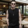 Men Vest Sleeveless Round Neck Tops Wide Shoulder Quick-Drying Sports Straps Pure Color Casual Tank Tops