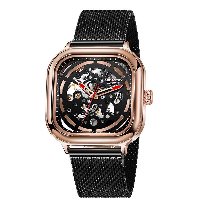 

Мужские оригинальные водонепроницаемые автоматические механические квадратные часы - Модные, любимые в TikTok ярко-розовый