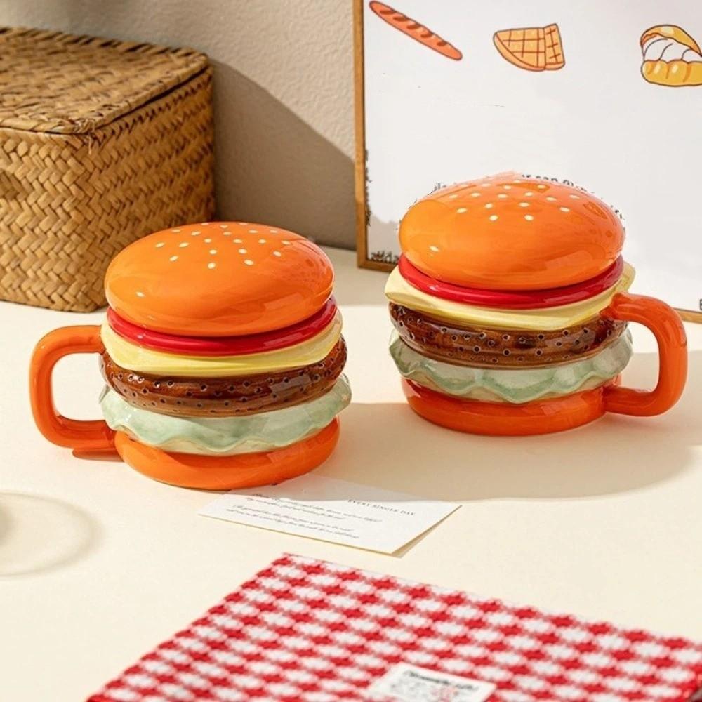 Bright Fun Colors Hamburger Mug Cartoon Breakfast Cup Creative Coffee Cup  Birthday Gift