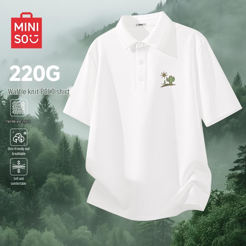 MINISO Men's Waffle Knit Polo Shirt