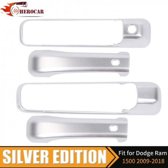 For 2009-17 2018 DODGE RAM BRIGHT SILVER 2 Dr Handle COVERS W/ KH W/ 2 SMTKH