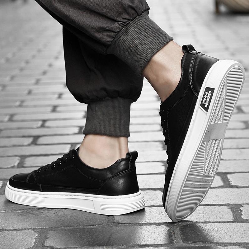 Fashion Genuine Leather Men Casual Shoes Lace-Up Mens Fashion Sneakers Handmade Mens Walking Shoes Luxury Brand Male Outdoor Flats
