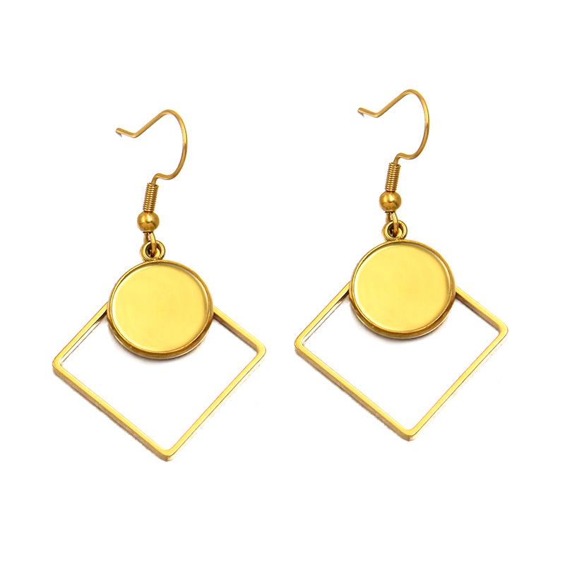 10 Styles Stainless Steel 12mm Time Gem Base Geometric Irregular Earring Hook Pendant