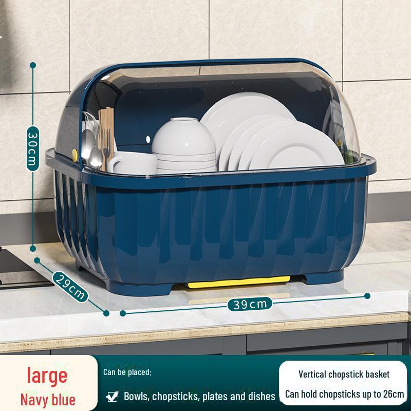 Scurgător de vase de bucătărie cu capac pentru boluri, farfurii, tacâmuri și bețișoare