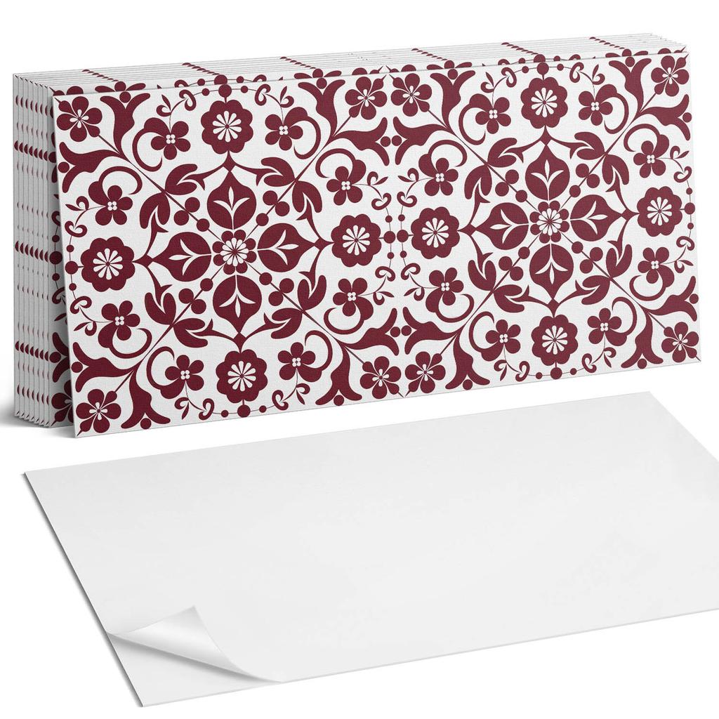Kafelki Samoprzylepne Z Nadrukiem - Idealne Do Kuchni Wzór Kwiatowy Z Ornamentami 10X40X20 Cm