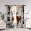 Christmas Elk Snow Curtains Hd Digital Print Design Living Room Bedroom Study Window Decor Curtain Set Of 2 Made Polyester With Rod Pocket Washable
