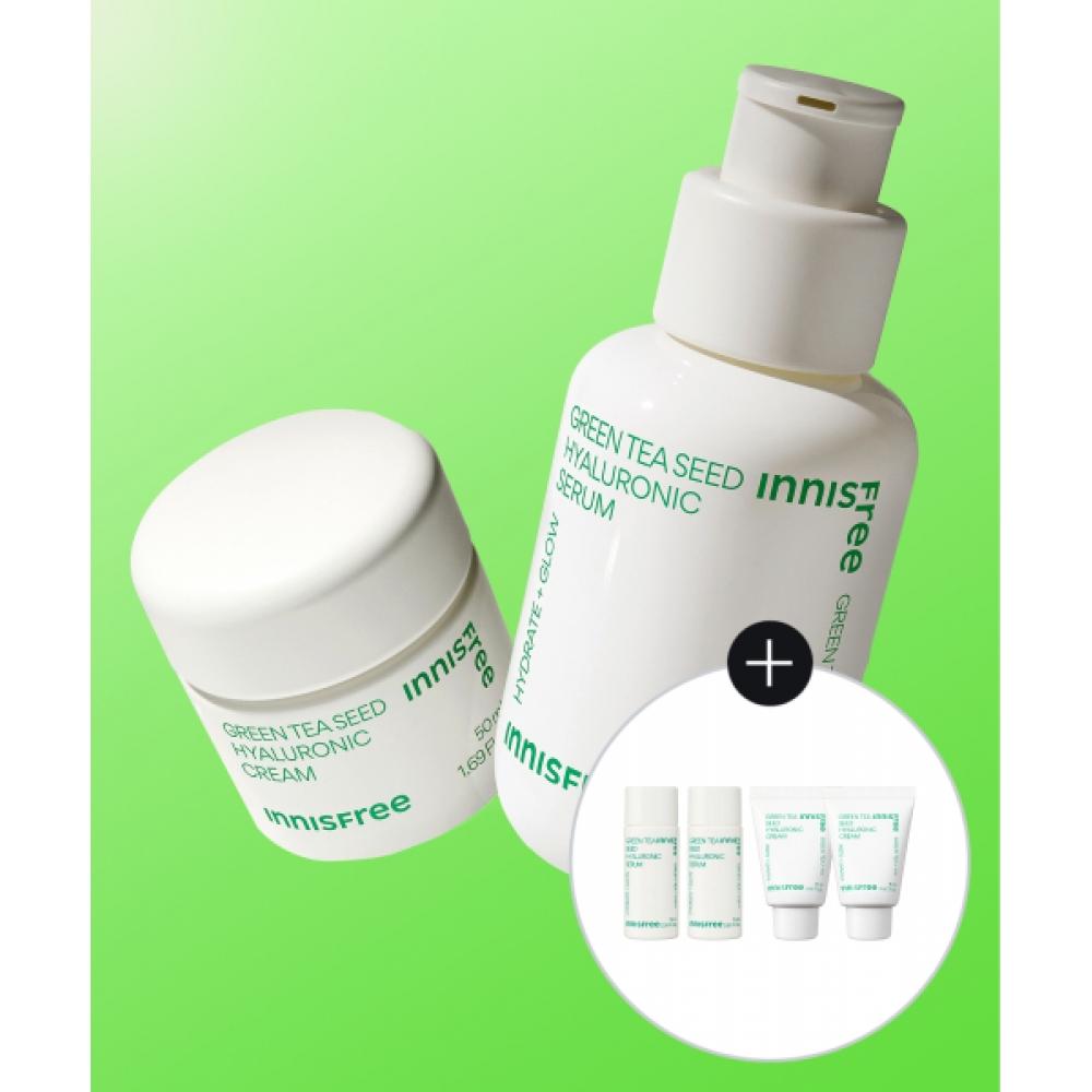 Innisfree [free Gift]  Additional Discount  Green Tea Seed Hyaluronic Acid Serum 80ml + Green Tea Seed Hyaluronic Acid Cream 50ml FREE